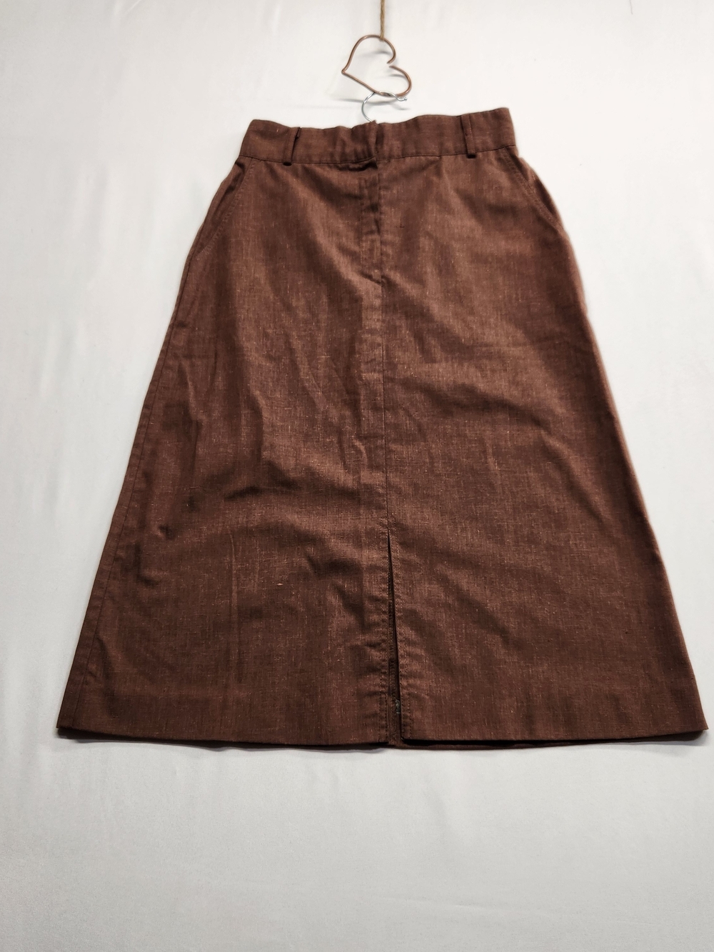 ⭐️Vintage Tom Boy of California Brown Woven Blend A-Line Midi Skirt Front Slit